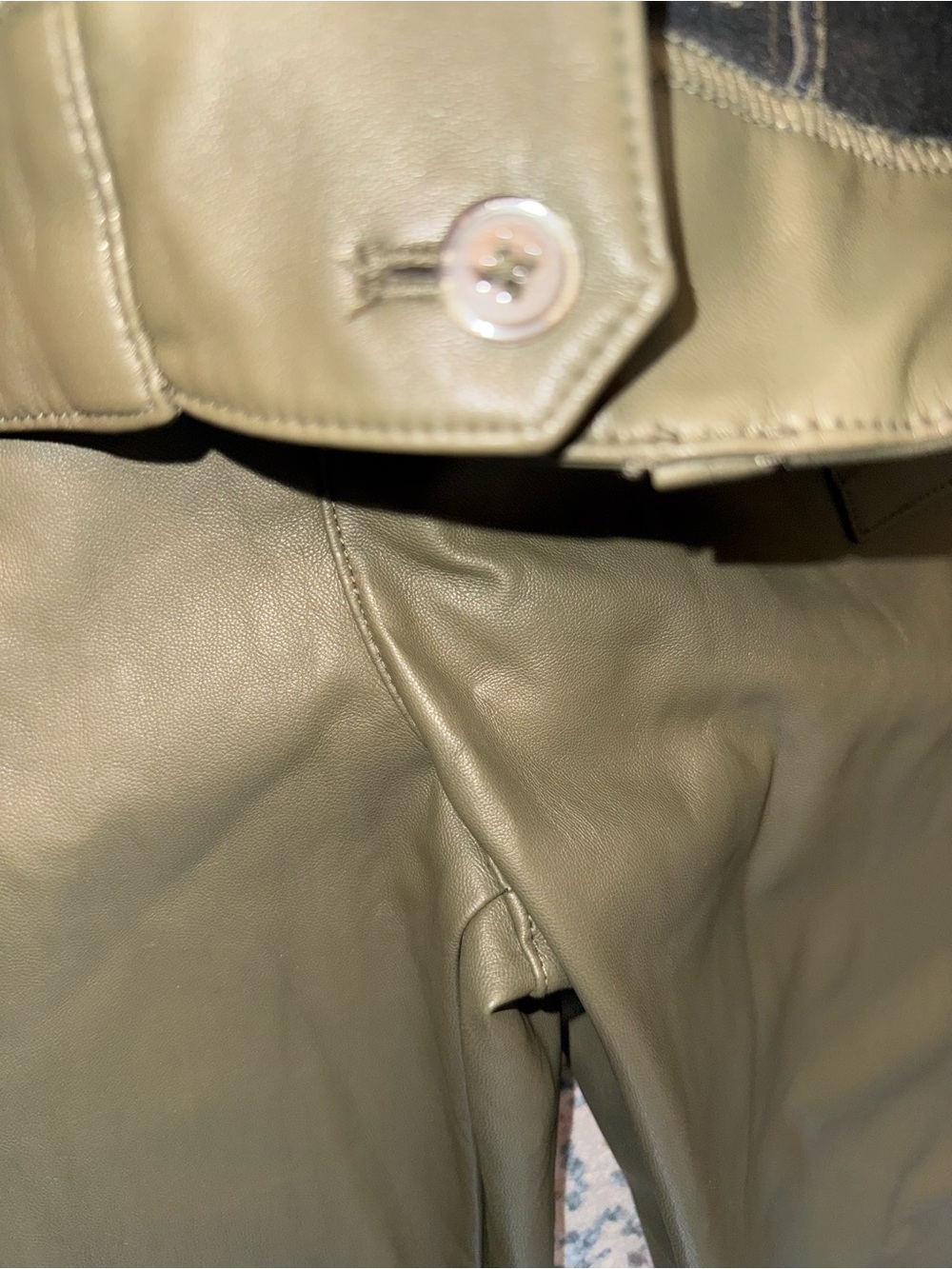 Scoop Leather-Look Olive Green Men's Cargo Pants - Picture 4 of 5